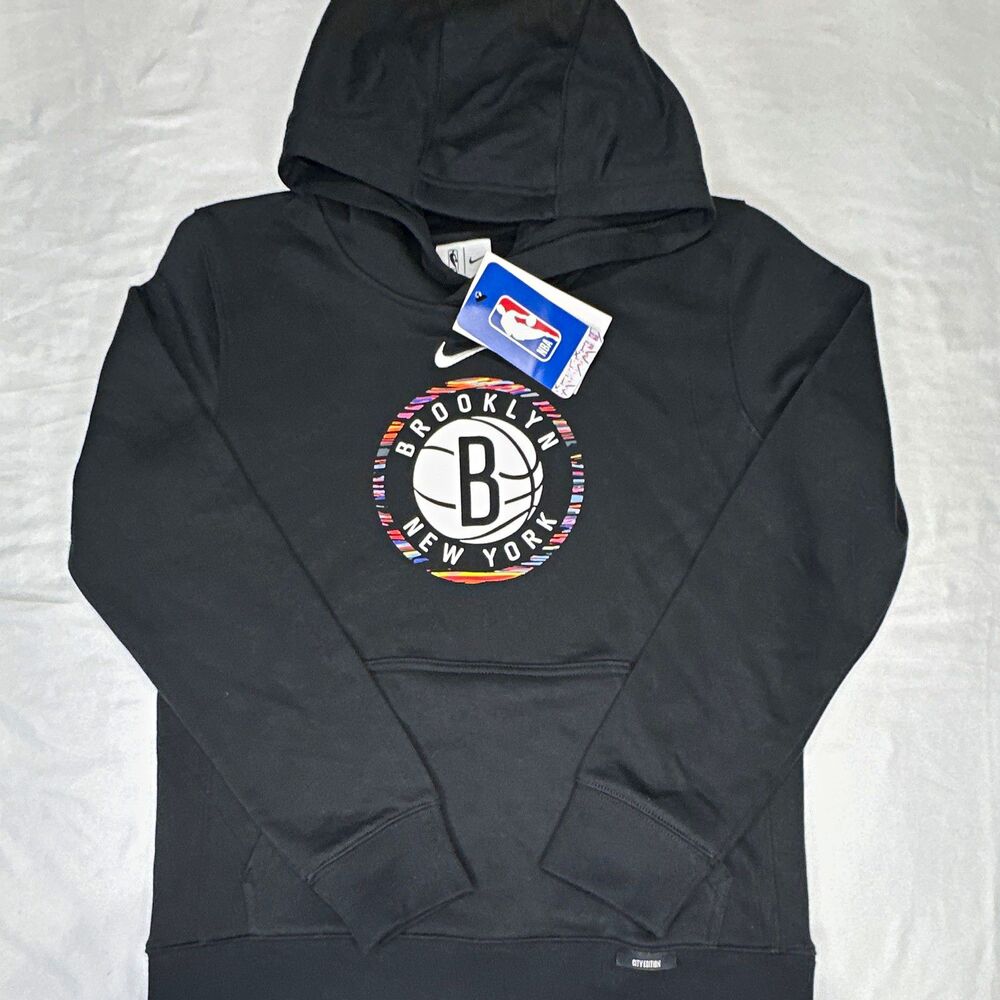 Youth Brooklyn Nets NBA Black City Edition Pullover Hoodie Sweatshirt M